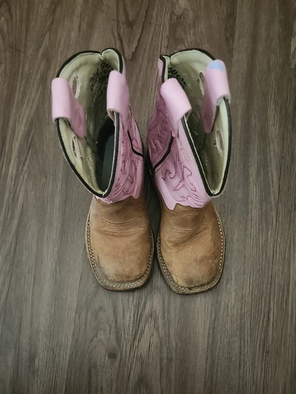 Girls Pink Shaft Brown Leather Boots Size 9